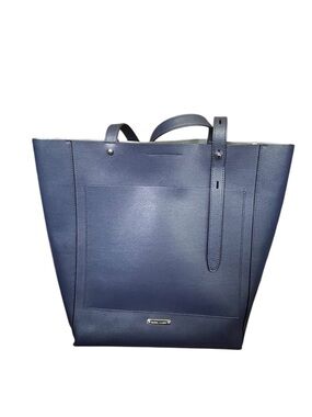 Rebecca Minkoff Unlined Leather Tote Navy Blue Genuine Leather Bag